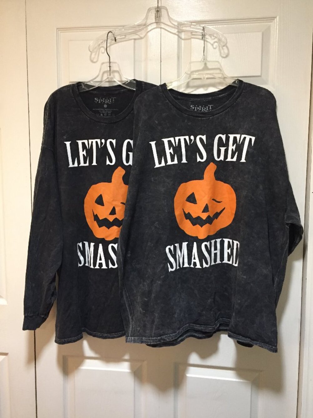 2 Spirit Halloween Lets Get Smashed Men's 2XL Graphic Pumpkin T-Shirts His/Hers